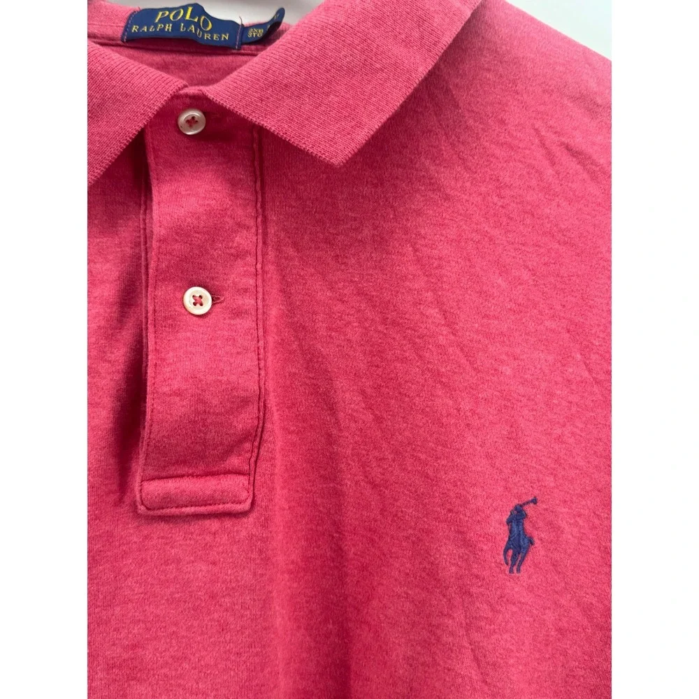 Polo Ralph Lauren Mens 3XB Raspberry Pink Heather Short Sleeve Jersey Polo Shirt